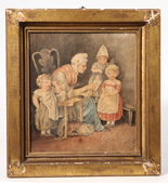 Early 19th Century Folk Art Watercolor of Children