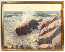 Milton W. Holm (New York/Mass./ Calif.) Seascape Oil Painting