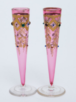 Pair Moser Decorated Bud Vases