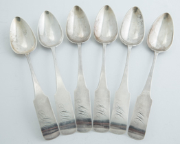 Six Coin Silver Table Spoons by W. Brown