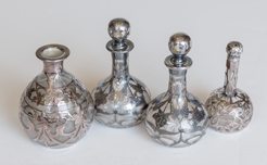 Four Silver Overlay Perfume Bottles