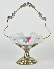 Victorian Rainbow Satin Glass Brides Bowl