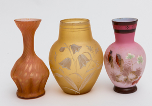 Three Victorian Art Glass Vases
