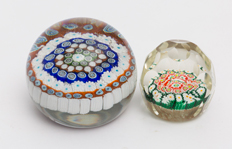 Two Millefiori Glass Paperweights