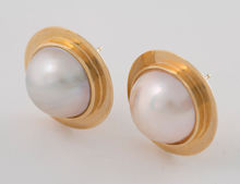 Pair Gold & Pearl Earrings