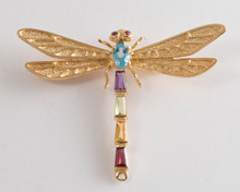Gold & Gem Stone Dragonfly Broach
