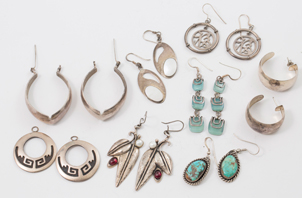 Eight Pairs Silver Earrings