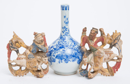 Chinese Porcelain Vase & Wood Carvings