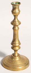 Unusual Engraved Brass Candlestick