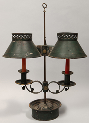 Early Tole Double Bouillotte Candle Lamp