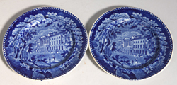 Pair English Views Staffordshire Plates