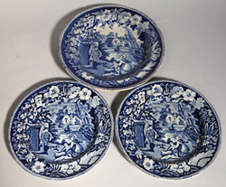 3 English Views Staffordshire Plates