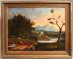 Folk Art Oil Landscape