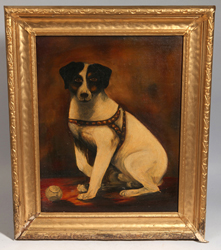 Folk Art Oil Portrait of a Dog