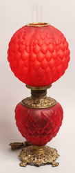 Victorian Red Satin Glass Parlor Lamp