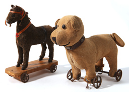 Small Horse Pull Toy and Dog on Wheels