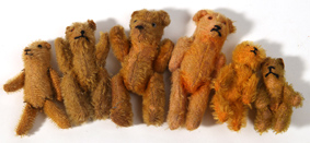 Six Miniature Mohair Teddy Bears