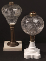 Two Victorian Glass Oil Lamps