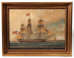 1833 Watercolor of An American Ship
