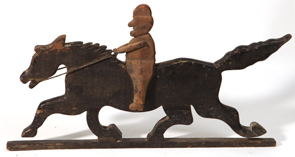Folk Art Carved Jockey on Horse