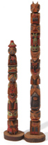 Two Carved & Painted Totem Poles