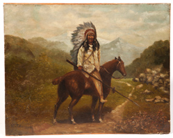  Indian on Horseback Oil on Canvas Painting