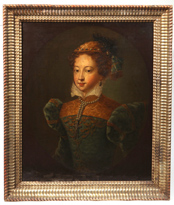 17th Century Portrait Painting of Lady with Pearls