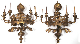 Monumental Pair of Gas & Electric Wall Sconces