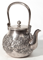 Fine Signed Japanese Repousse Silver Teapot