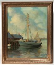 Edgar L. Smith New Bedford Port Scene Painting
