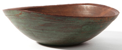 EARLY WOODEN BOWL W/OLD GREEN PAINT