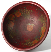 EARLY WOODEN BOWL W/OLD RED   