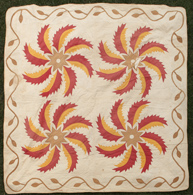 EARLY APPLIQUE SPIRAL FEATHER & STAR QUILT 