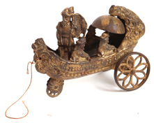 LANDING OF COLUMBUS CAST IRON BELL PULL TOY