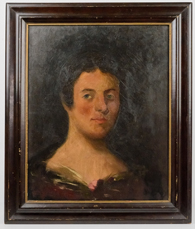 Early American Oil Portrait of Young Lady