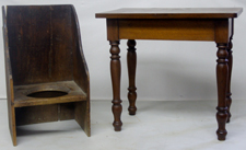 VERY EARLY POTTY CHAIR & MINIATURE TABLE