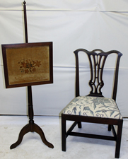CHIPPENDALE CHAIR & FIRE SCREEN