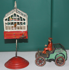 WINDUP BIRD IN CAGE & EARLY OHO TOY