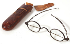 EARLY CASED SILVER BIFOCAL GLASSES 