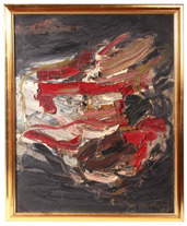 ILLEGIBLY SIGNED MID-CENTURY ABSTRACT PAINTING
