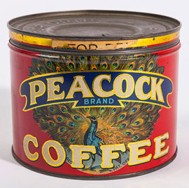 Peacock Coffee Tin