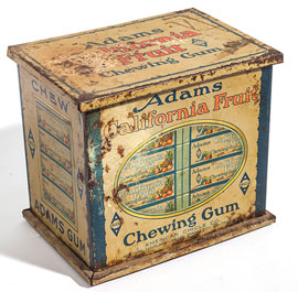 Adams California Fruit Chewing Gum Counter Display Tin