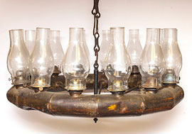 Early Japanned Tin Hanging Country Store Chandelier