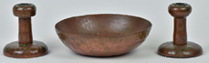 Fine Arts & Crafts Hand Hammered Copper Bowl & Candlesticks