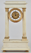French Marble & Bronze Portico Clock