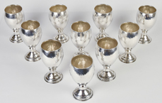 Set of Ten Arts & Crafts Silver Goblets