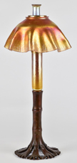 L.C. Tiffany Gold Favrile Candlestick Oil Lamp