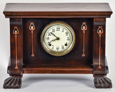 Harvey Ellis Design Copper & Pewter  Inlaid Clock