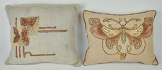 Two Embroidered Arts & Crafts Cushions