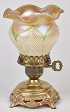 Quezal Art Glass Boudoir Lamp